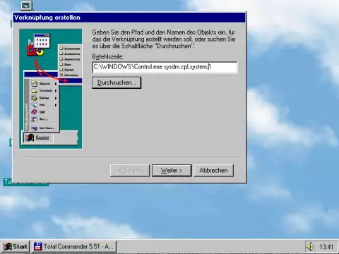 "Screenshot WINDOWS 95 Linking Control.exe"